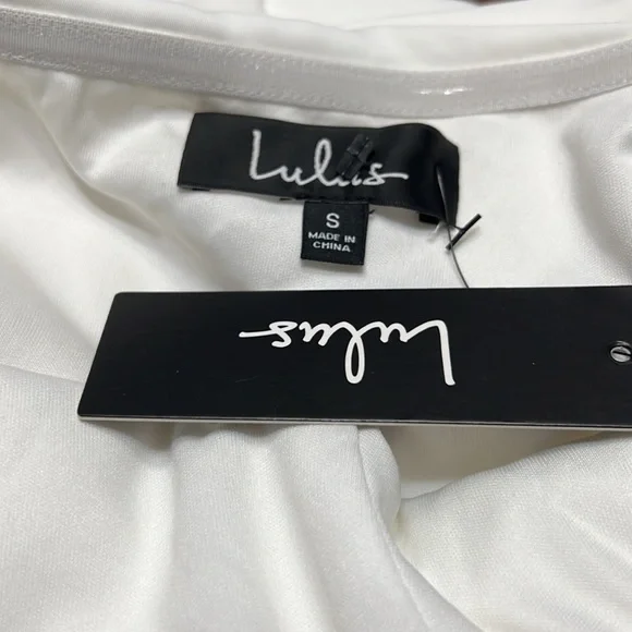 Lulu's White One Shoulder Side Pleated Side Slit Dress Sz S NWT - Picture 4 of 12